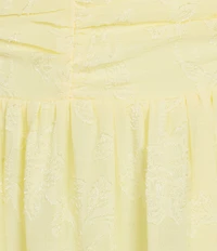 B. Darlin Sweetheart Neck Tie Shoulder Shirred Bustier Ruffle Hem Dress