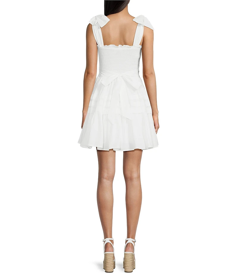 B. Darlin Tie Shoulder Pleated Ruffle Smocked Dress