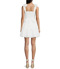 B. Darlin Tie Shoulder Pleated Ruffle Smocked Dress