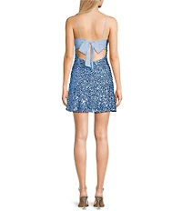 B. Darlin V-Neck Sleeveless Tie Front Sequin Bodycon Dress