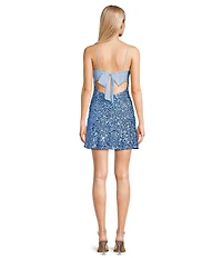 B. Darlin V-Neck Sleeveless Tie Front Sequin Bodycon Dress
