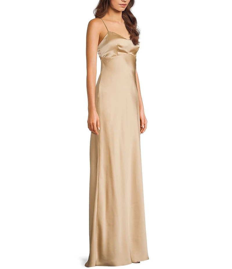 B. Darlin V-Neck Spaghetti Strap Lace Up Back Dress