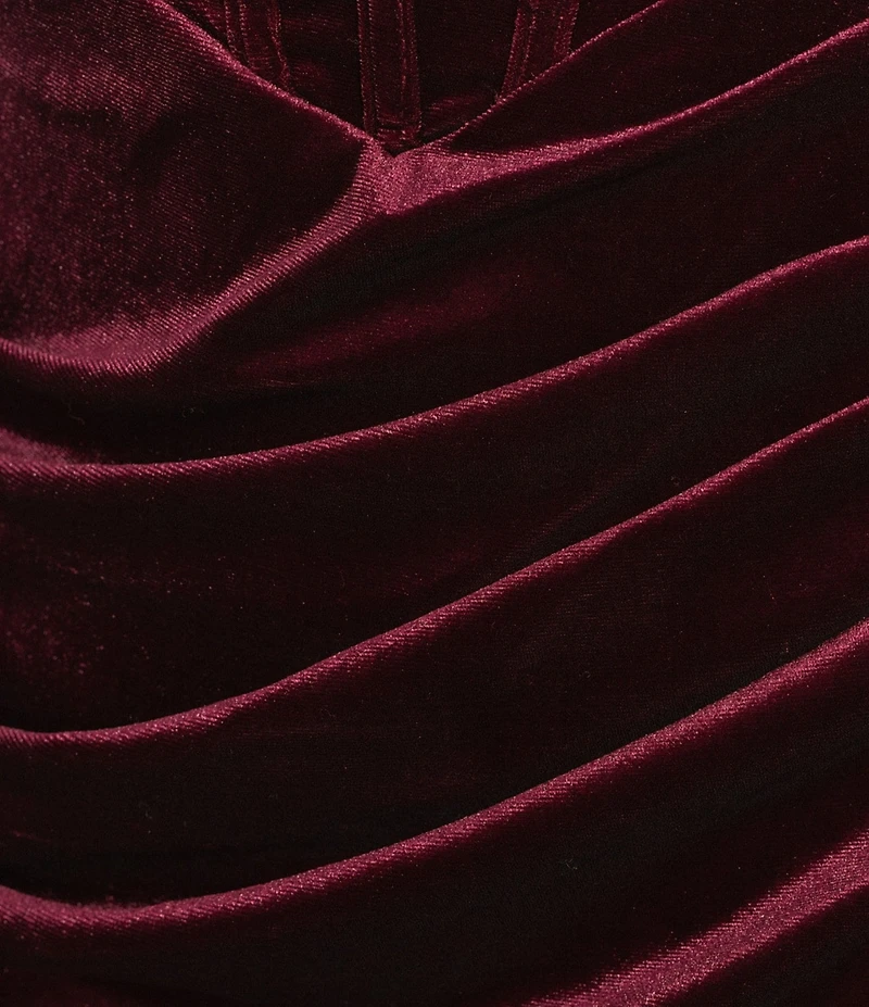 B. Darlin Velvet Bustier Bodice Front Slit Midi Dress
