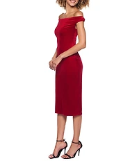 B. Darlin Velvet Off Shoulder Bodycon Midi Dress