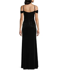 B. Darlin Velvet Off The Shoulder Sweetheart Neck Bustier Dress