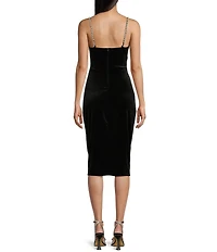 B. Darlin Velvet Pearl Strap Bodycon Midi Dress