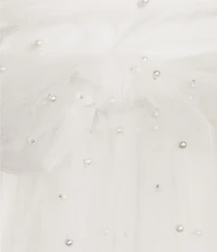 B. Darlin Wide Bow Straps V-Neckline Pearls Party Skirt Dress