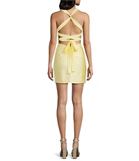 B. Darlin Wide Tank V-Neck Criss Cross Lace-Up Back Strap Bodycon Dress