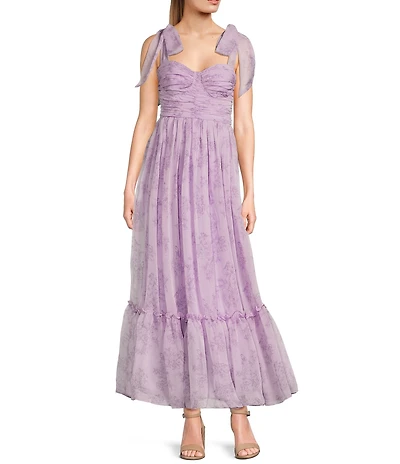 B. Darlin Wide Tie Strap Floral Printed Midi Dress