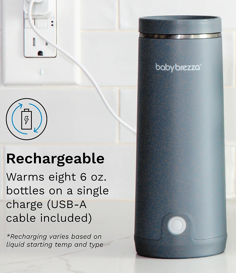 Baby Brezza Superfast Portable Bottle Warmer - Rechargeable Travel Warmer for Formula and Breastmilk