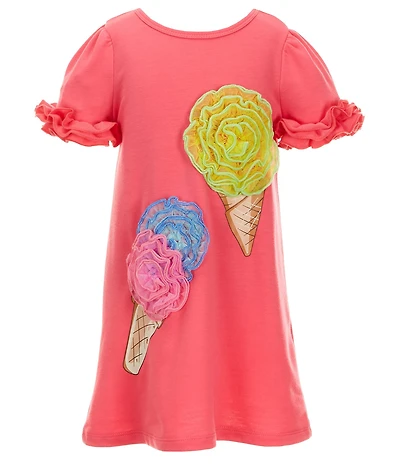 Baby Sara Little Girls Ruffle Puff Short-Sleeve Ice Cream Soutache Dress