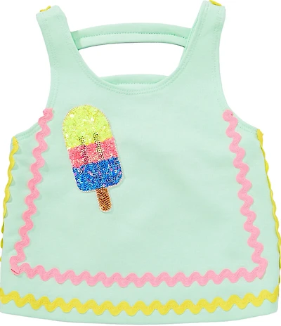 Baby Sara Little Girls Sleeveless Sequin Popsicle Applique Popover Ric-Rac Trim Top