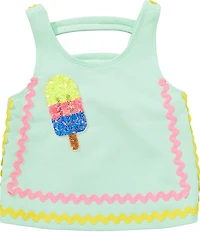 Baby Sara Little Girls Sleeveless Sequin Popsicle Applique Popover Ric-Rac Trim Top