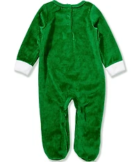 Baby Starters Baby Boys Long-Sleeve Santa-Face-Appliqued Ribbed-Velour Coverall