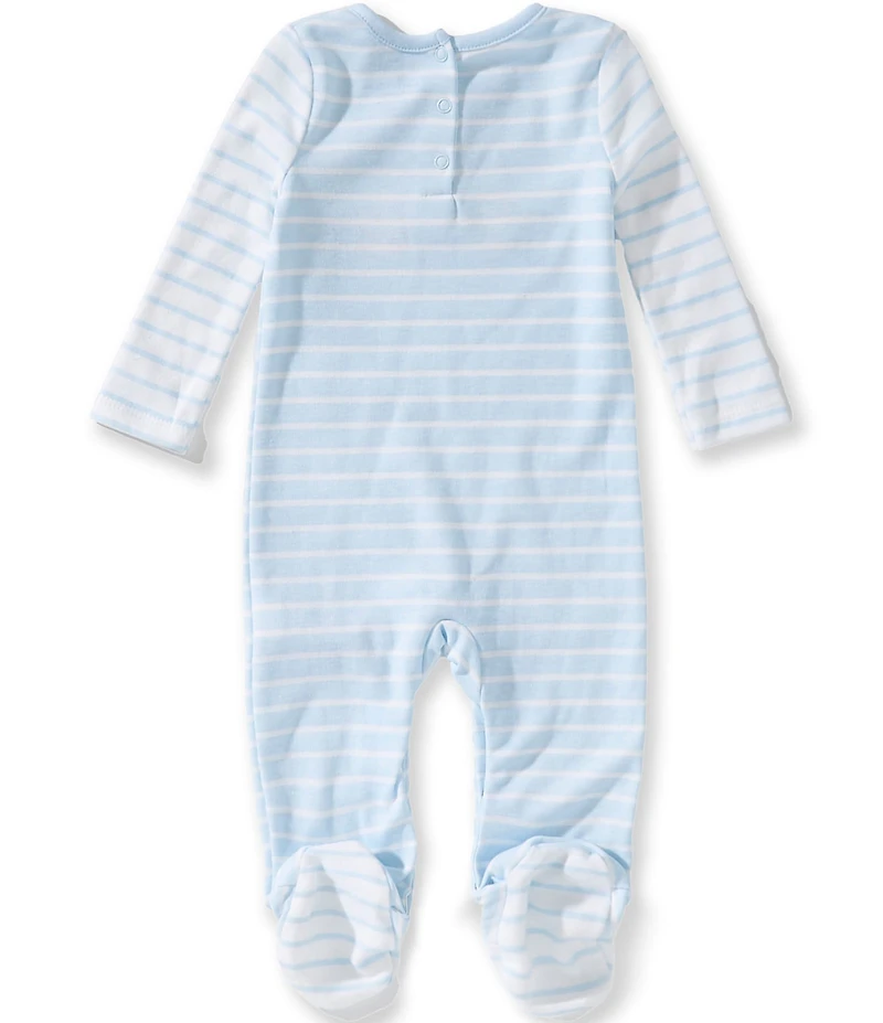 Baby Starters Baby Boys Long Sleeve Striped 'I Love Mommy' Embroidery Footed Coverall