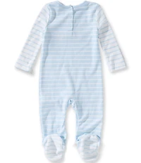 Baby Starters Baby Boys Long Sleeve Striped 'I Love Mommy' Embroidery Footed Coverall