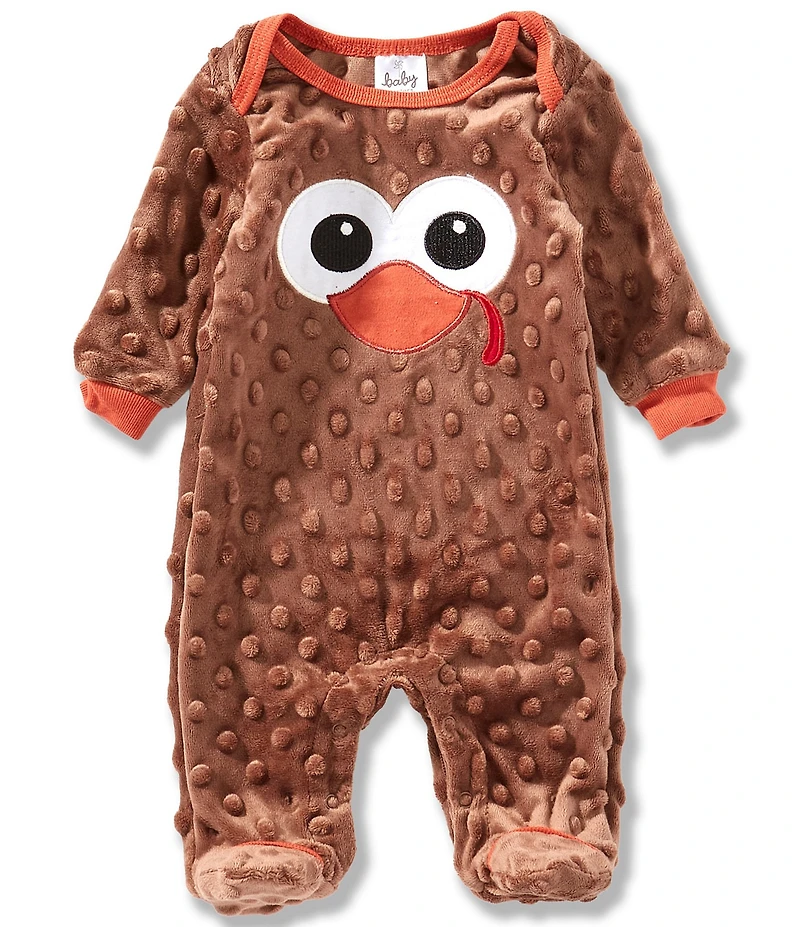 Baby Starters Baby Boys Long Sleeve Thanksgiving Turkey Face Appliqued Footie Coverall