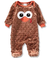 Baby Starters Baby Boys Long Sleeve Thanksgiving Turkey Face Appliqued Footie Coverall