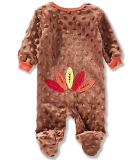 Baby Starters Baby Boys Long Sleeve Thanksgiving Turkey Face Appliqued Footie Coverall