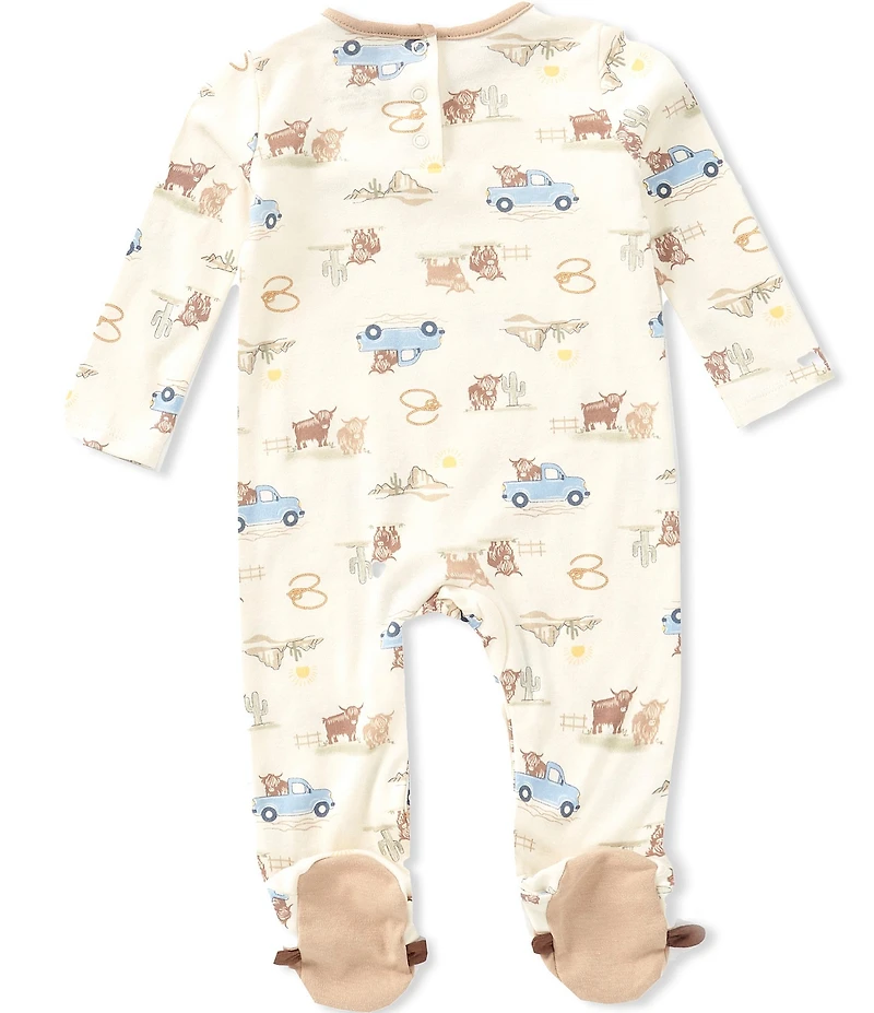 Baby Starters Baby Boys Long Sleeve Western Print Footed Coverall & Coordinating Bib