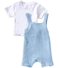 Baby Starters Baby Boys Short Sleeve Solid T-Shirt & Embroidered Bunny Carrot Jon Jon Shortall Set