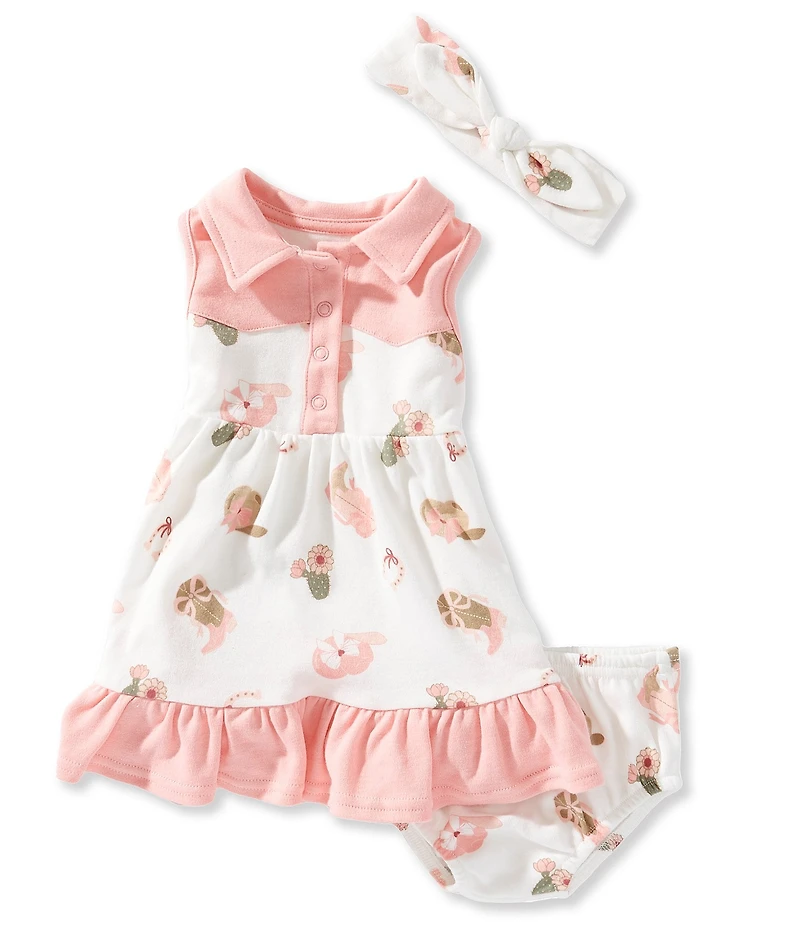 Baby Starters Baby Girls Sleeveless Western-Inspired-Themed Printed Fit & Flare Dress