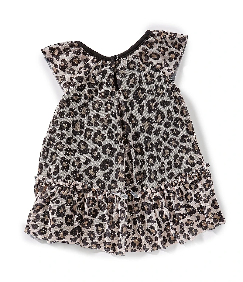 Baby Starters Baby Girls Flutter Short Sleeve A-Line Cheetah Dress With Matching Headband