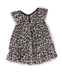 Baby Starters Baby Girls Flutter Short Sleeve A-Line Cheetah Dress With Matching Headband