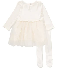 Baby Starters Baby Girls Long-Sleeve Bow-Accented Tutu-Skirted Fit-And-Flare Dress & Coordinating Tights Set