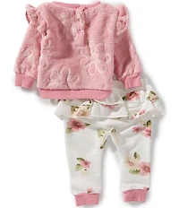Baby Starters Baby Girls Long-Sleeve Floral Burnout Polar Fleece Sweatshirt & Floral-Printed French Terry Jogger Pant Set