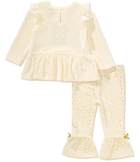 Baby Starters Baby Girls Long-Sleeve Gingerbread Man Embroidered Tunic & Foiled-Polka-Dot Printed Flared-Leg Leggings Set