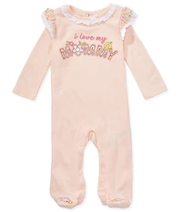 Baby Starters Baby Girls Long Sleeve I Love Mommy Sleep & Play Footed Coverall