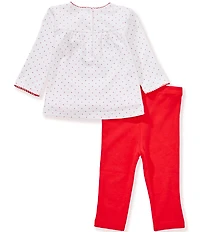 Little Me Baby Girls Long-Sleeve Pindotted/Holly Tunic Top & Solid Leggings Set