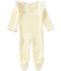 Baby Starters Baby Girls Pointelle Long Sleeve Ruffle Shoulder 'I Love My Daddy' Applique Footed Coverall