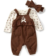 Baby Starters Baby Girls Sleeveless Corduroy Overall & Long-Sleeve Floral-Printed Knit T-Shirt