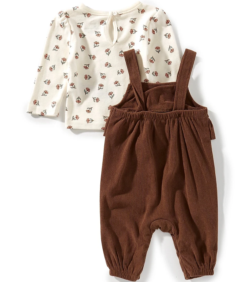 Baby Starters Baby Girls Sleeveless Corduroy Overall & Long-Sleeve Floral-Printed Knit T-Shirt