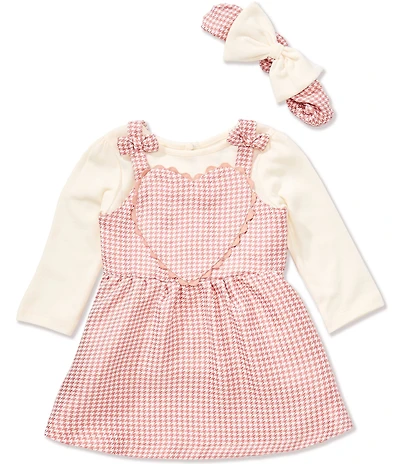 Baby Starters Baby Girls Sleeveless Houndstooth Jumper Dress & Long-Sleeve Knit T-Shirt Set