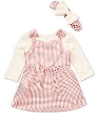 Baby Starters Baby Girls Sleeveless Houndstooth Jumper Dress & Long-Sleeve Knit T-Shirt Set