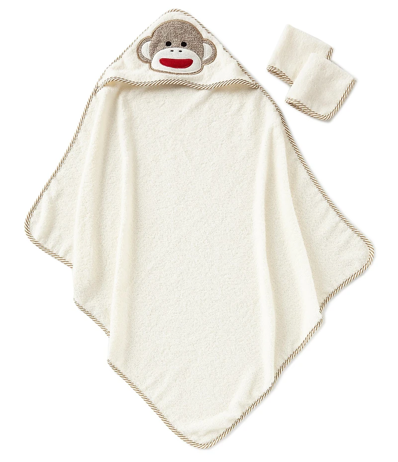 Baby Starters Baby Sock Monkey Appliqued Terrycloth Hooded Towel & Washcloth Set