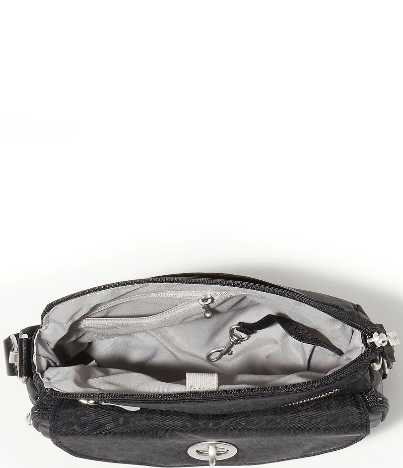 Baggallini Black Cheetah Calais Crossbody Bag