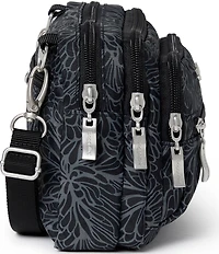 Baggallini Midnight Blossom Triple Zip Crossbody Bag