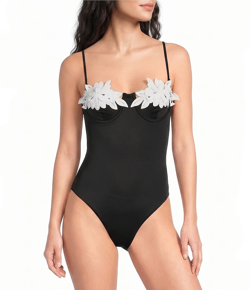 Bahia Maria Aura Laser Cut Flower Underwire One Piece Swimsuit