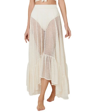Bahia Maria El Jardin Ruffle Handkerchief Hem Mesh Swim Cover-Up Skirt