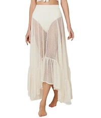 Bahia Maria El Jardin Ruffle Handkerchief Hem Mesh Swim Cover-Up Skirt