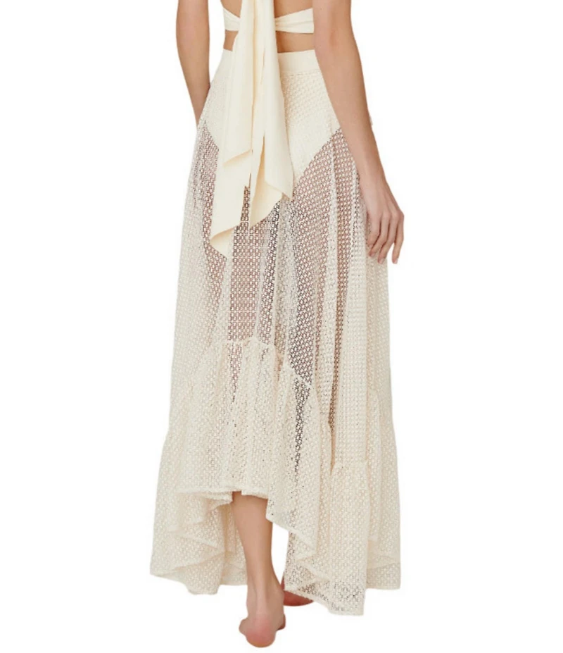 Bahia Maria El Jardin Ruffle Handkerchief Hem Mesh Swim Cover-Up Skirt