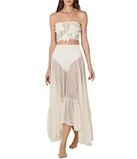 Bahia Maria El Jardin Ruffle Handkerchief Hem Mesh Swim Cover-Up Skirt