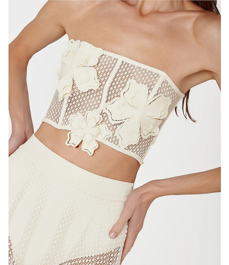 Bahia Maria El Jardin Ruffle Handkerchief Hem Mesh Swim Cover-Up Skirt