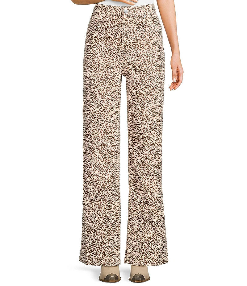 Bailey Rose Animal-Printed Wide Leg Jeans