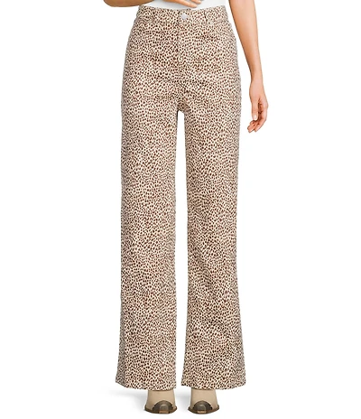 Bailey Rose Animal-Printed Wide Leg Jeans