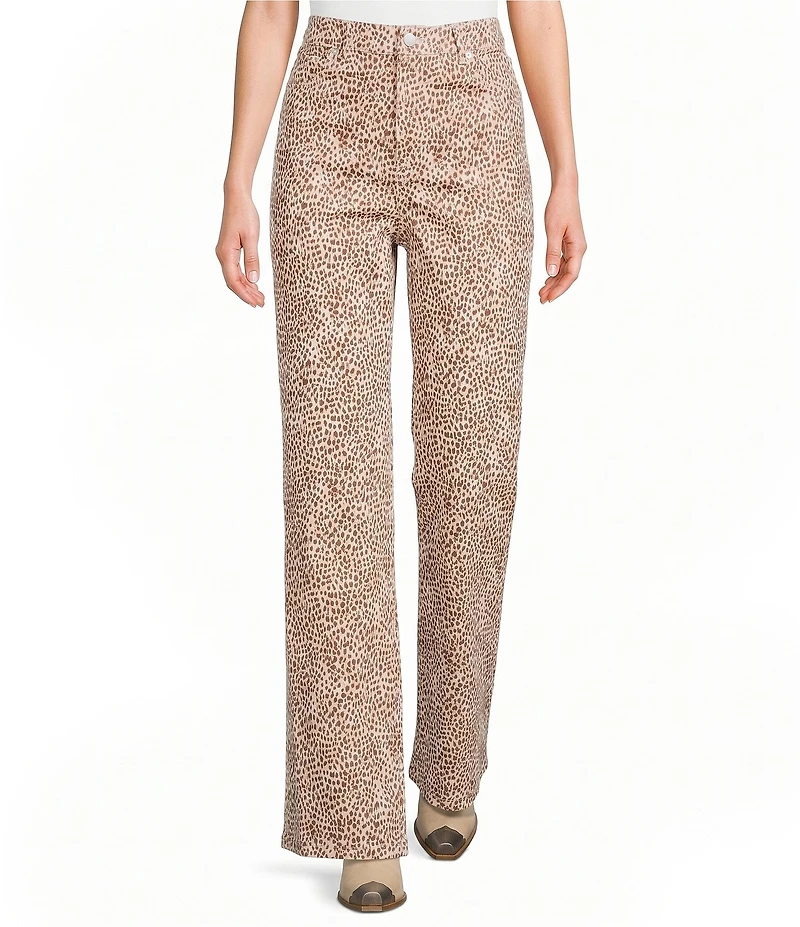 Bailey Rose Animal Print Wide Leg Jeans